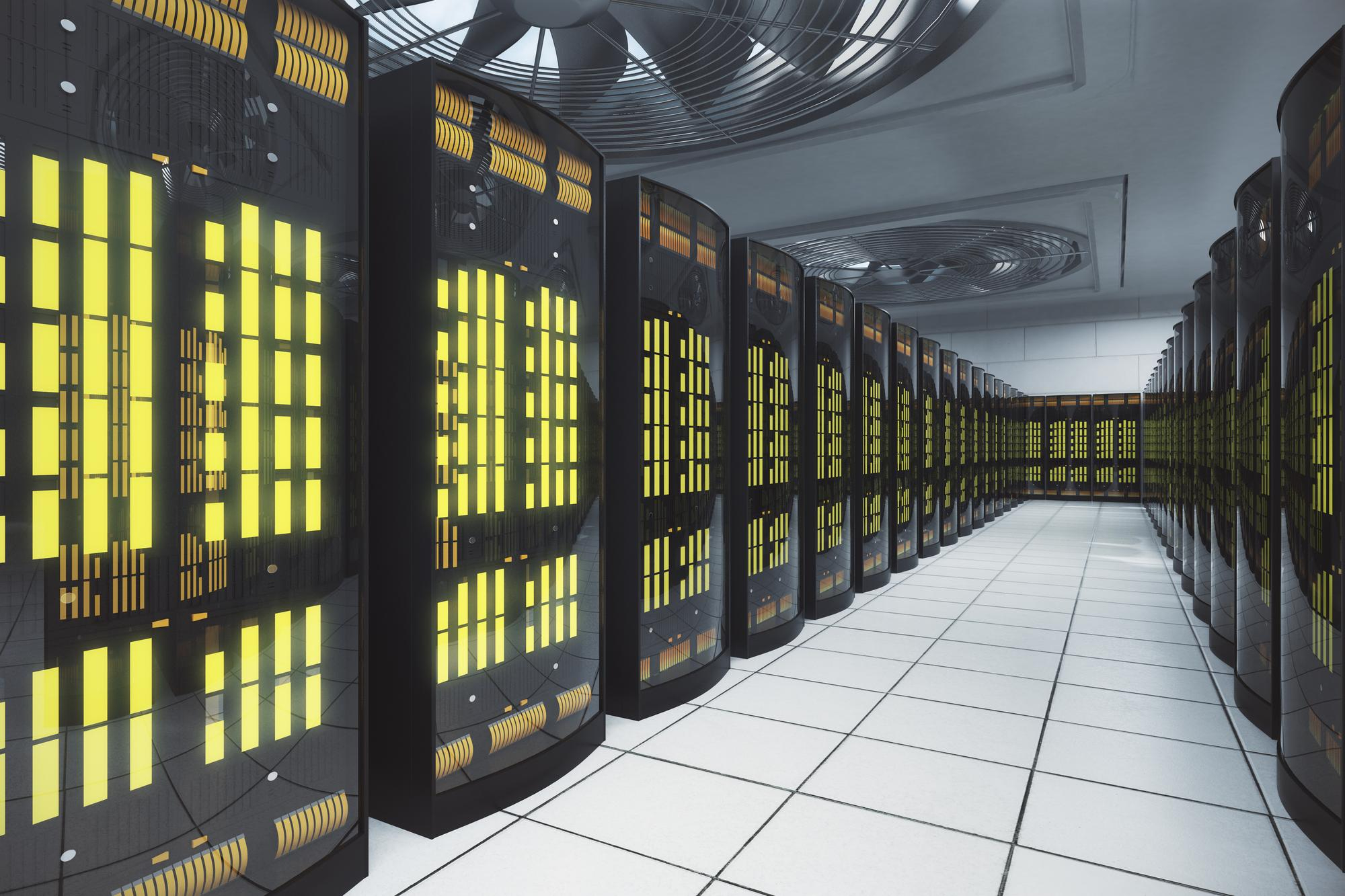 Mission critical data centre server room supporting technical infrastructure management and commissioning services